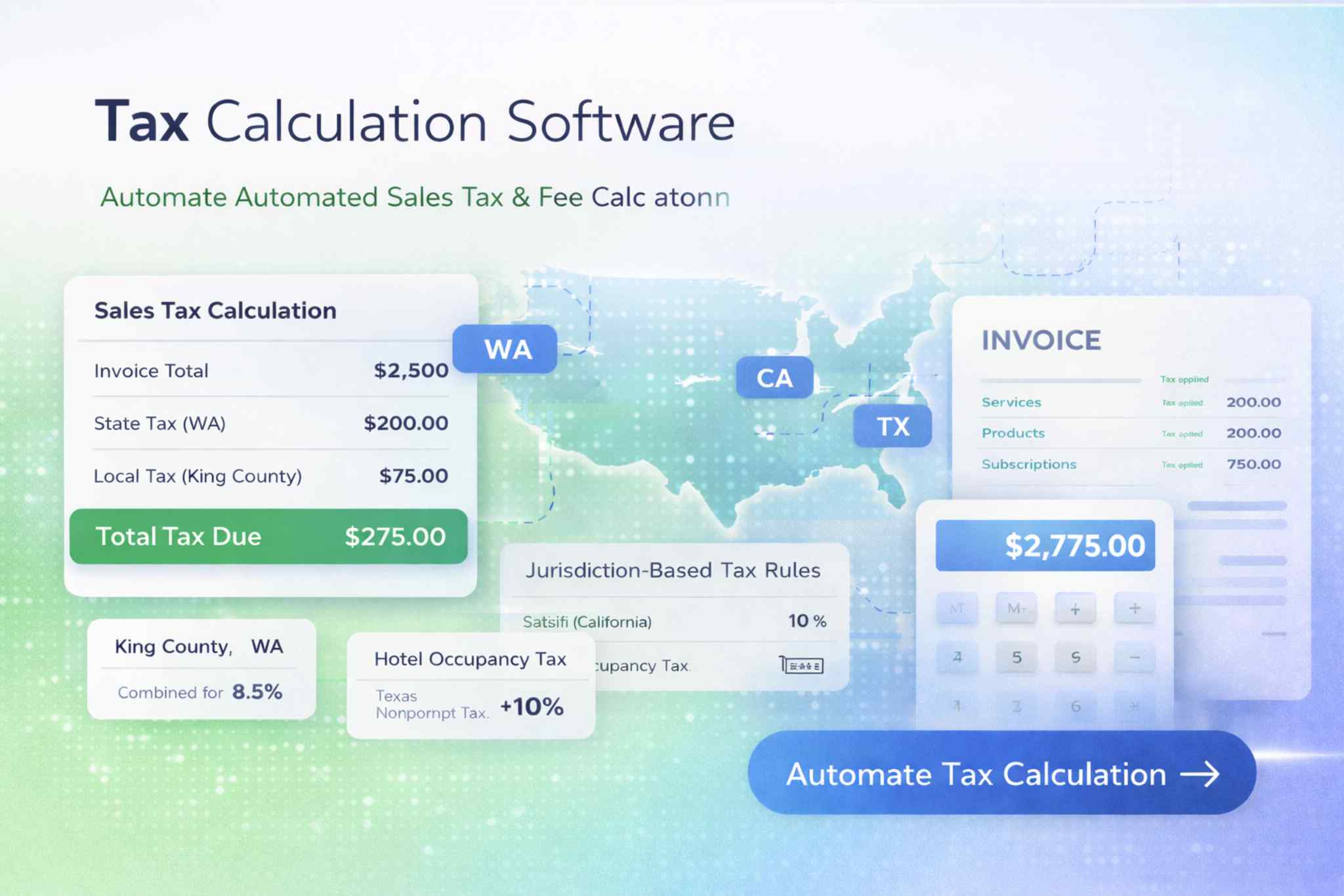 Tax Calculation Software Dashboard