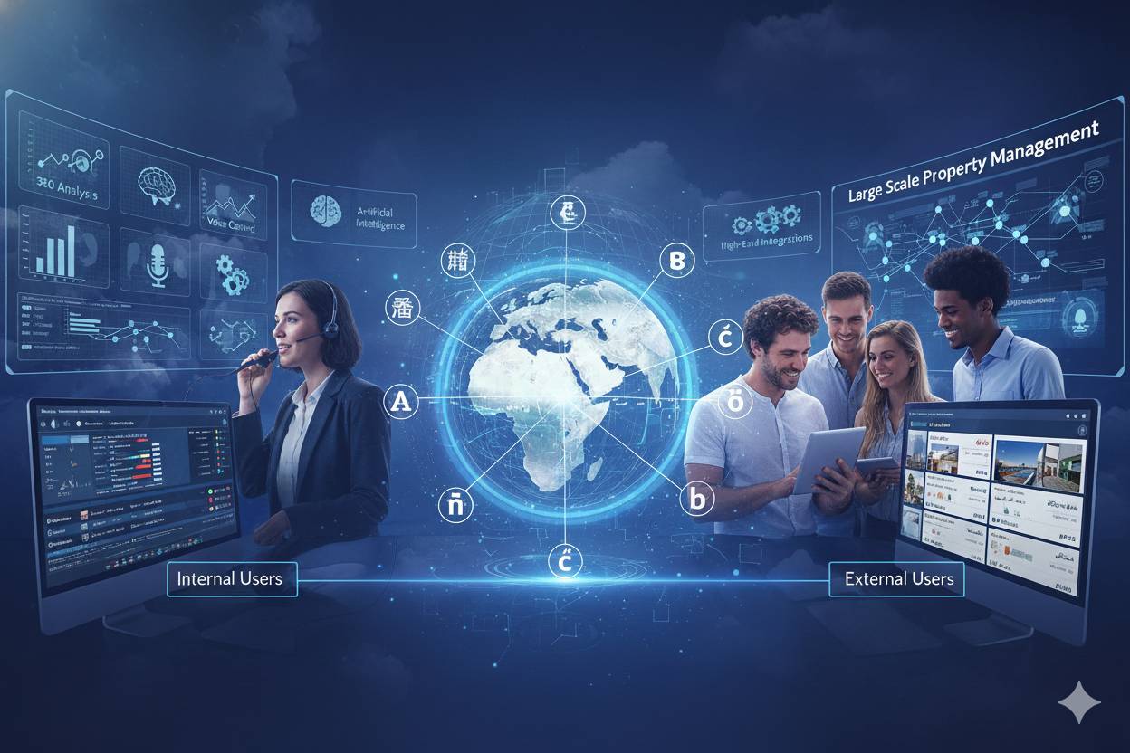 Booking Ninjas multi-language property management system dashboard showing international booking management and guest communication features