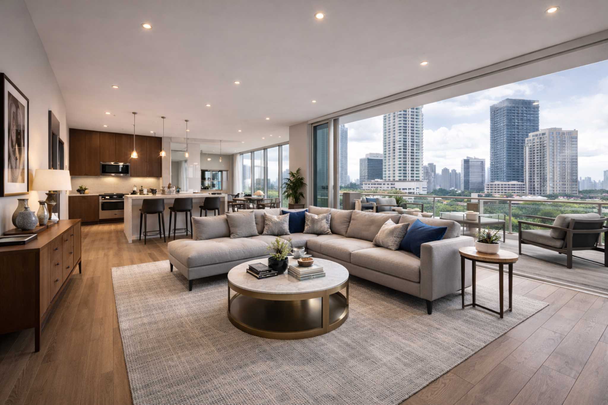 Corporate housing furnished apartment interior for business travelers