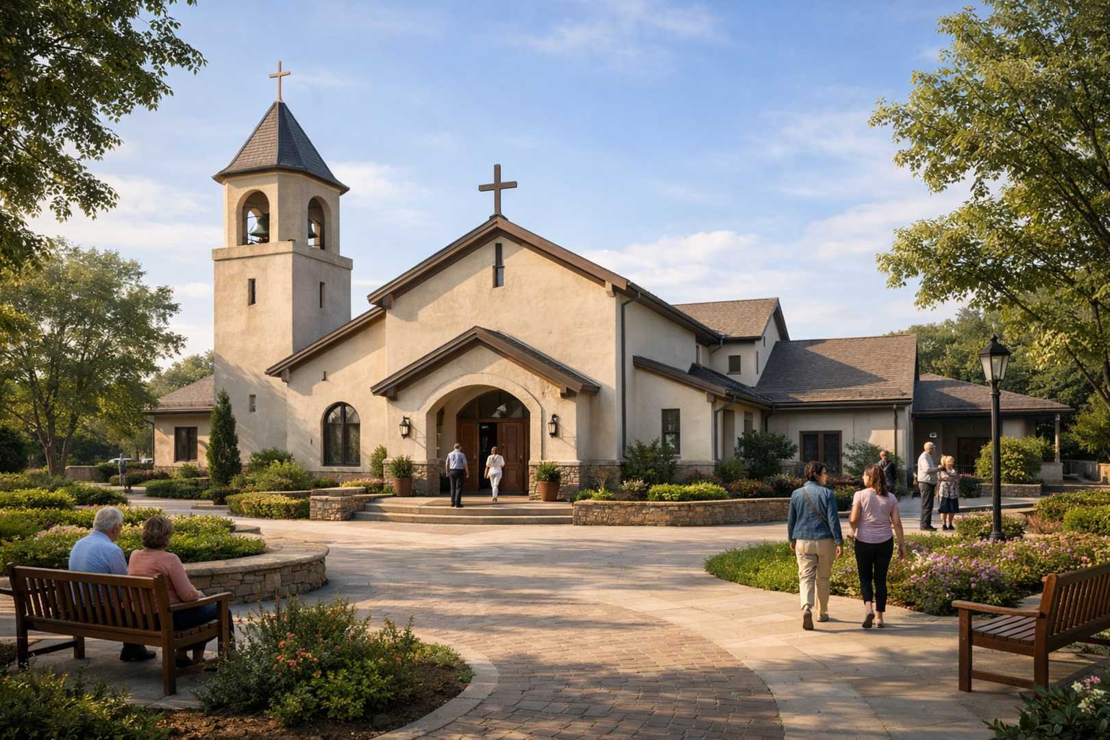 Parish community and church facilities representing parish management operations